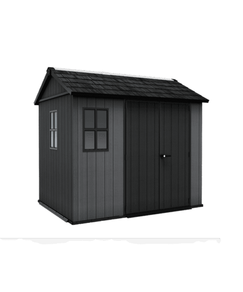 Keter 9’x7.5′ Newton Plus Side Entry Plastic Shed – Dark Grey